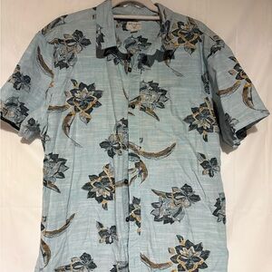 Jack O'Neill Blue and Tan Floral Button-Down Shirt